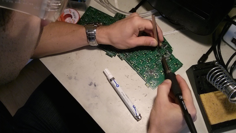 Soldering the custom keyboard components ensures it works properly once it’s in the case.