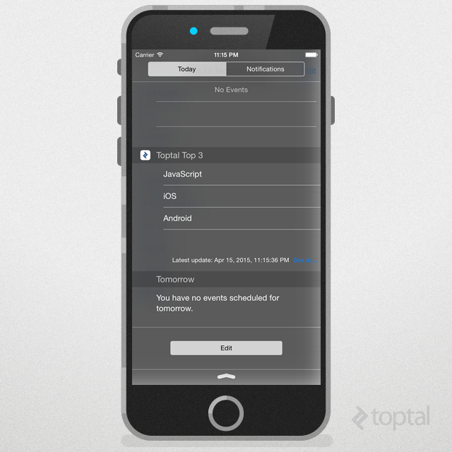 app extension using today