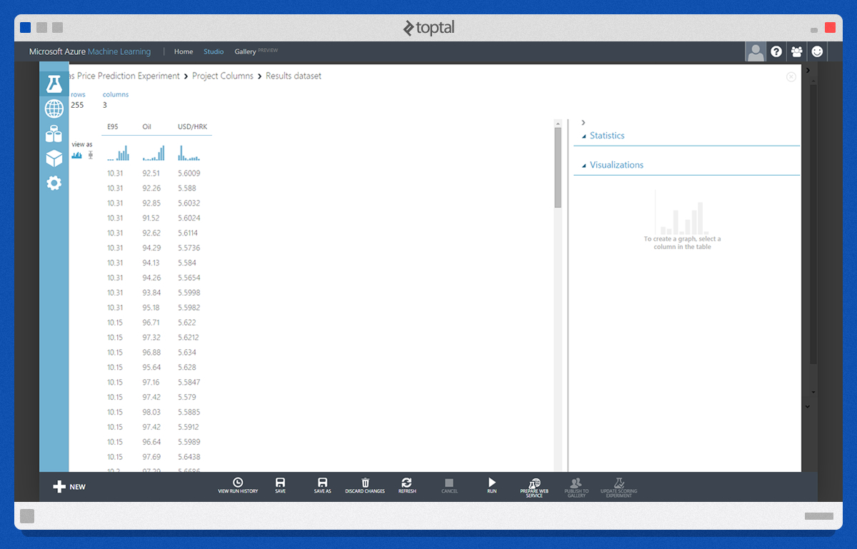 azure studio dataset