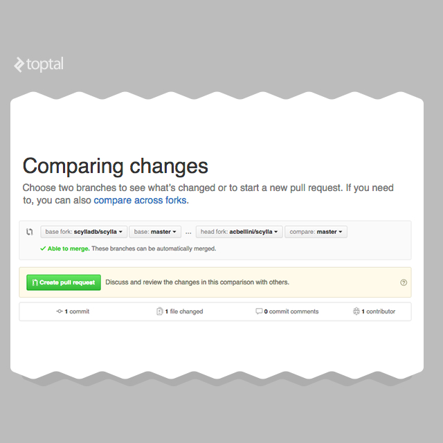 Comparing changes before creating the pull request