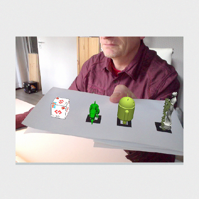 Results of Picshare in-browser augmented reality application with multiple markers.