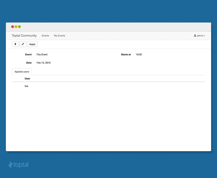 applieduser for myevent type