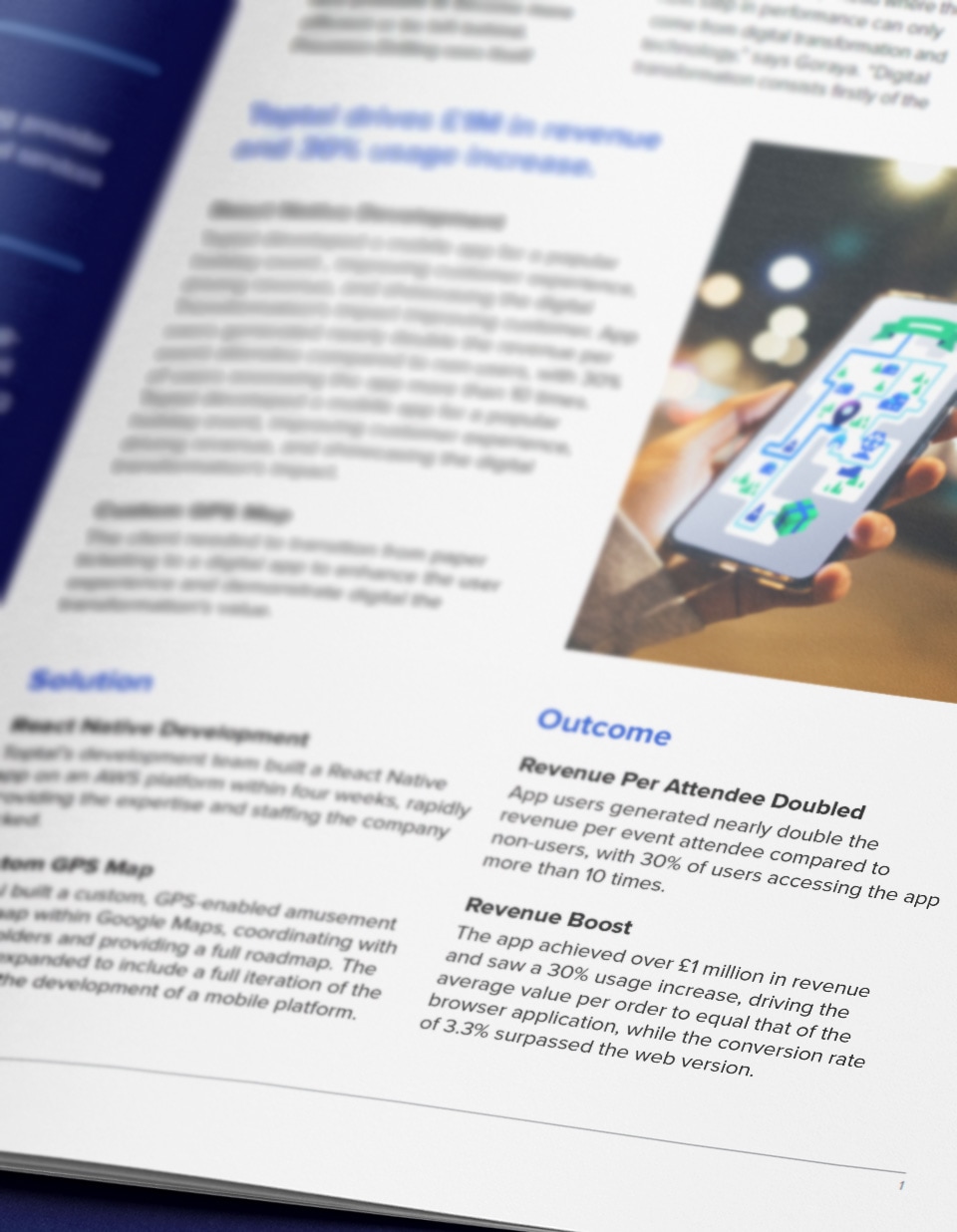 Toptal drives £1M in revenue and 30% usage increase with a React Native holiday event app for global media company.