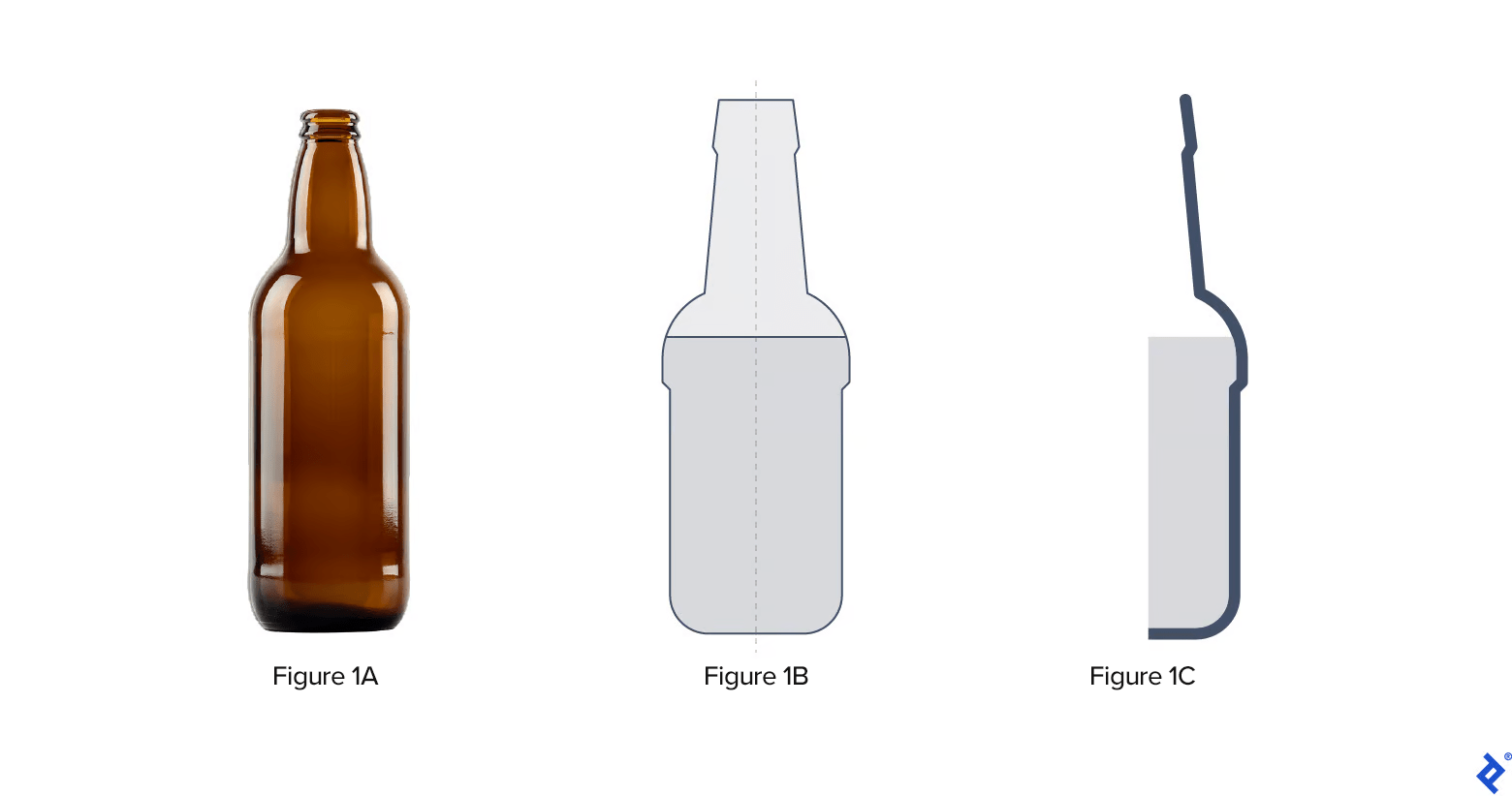 Creating isometric illustrations starts with outlining a reference image and cutting it in half. This tutorial uses a short-necked bottle as an example.