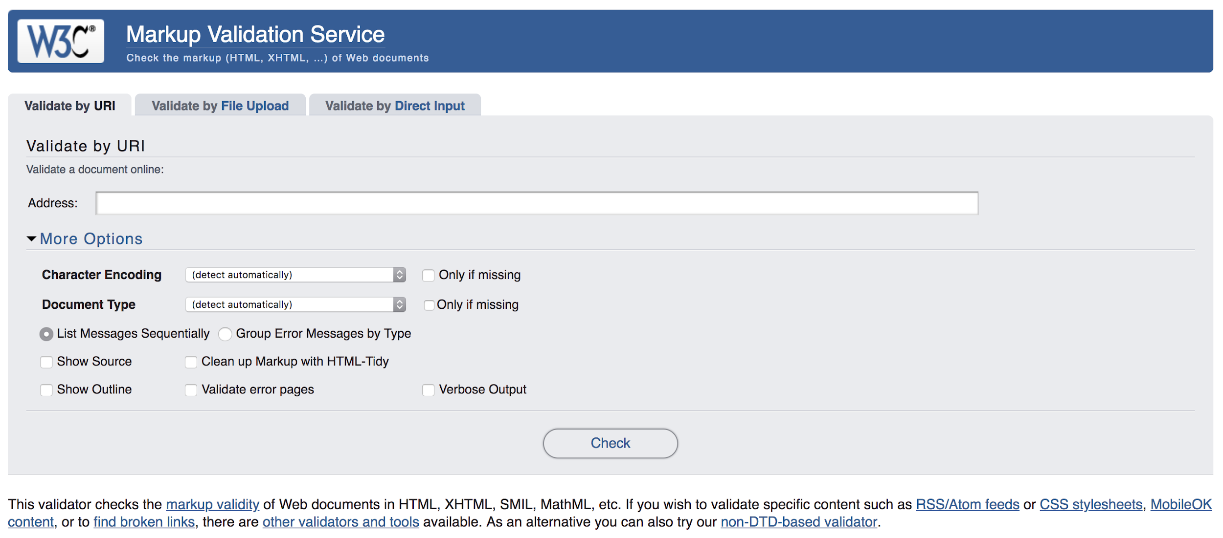 W3C validator for checking web accessibility
