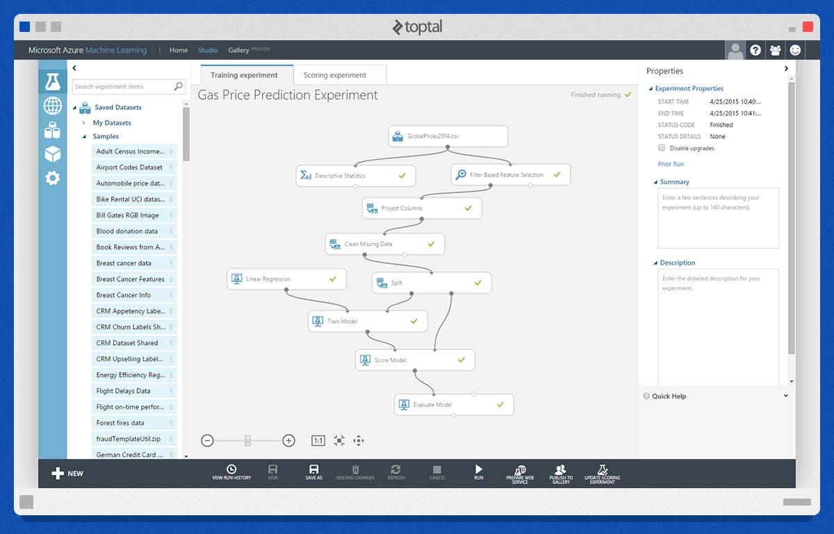 Tutorial: Azure Machine Learning Studio Example | Toptal®